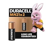 DURACELL MN21 (2 Pack) Specialty Alkaline Battery 12V (A23/23A/V23GA/LRV08/8LR932) – Long life guarantee – For Remotes, Wireless Doorbells, Security Systems – 5–Year Storage Guarantee -Leak Prevention