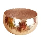 Leaf LEAF-7309 Large Metal Bowl Planter 32 x 20cm Hammered Copper Colour-Curvy Edge, 32cm x 20cm
