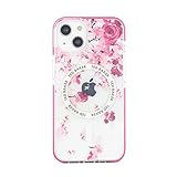 Ted Baker Scattered Flowers Antishock Case Compatible with iPhone 15 Compatible with Magsafe - Clear Pink