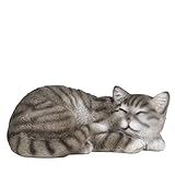 Elenon Cat Garden Statue Decorative for Yard, Grey Tabby Sleeping Cat Figurines Home Lawn Decor, Patio Kitten Tuxedo Statues Pets Memorial Ornament for Cat Lovers