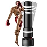Dripex Freestanding Punch Bag - Heavy Punch Boxing Bag with Stand for Adults Teens, Men Standing Kickboxing Bag with Suction Cup Base & Foam Protector for Home Gym Office MMA Boxing Training