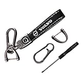 Car Keyring for Volvo XC40 2016-2020, Leather Keychain Strap with Anti-lost D-Ring,Leather Car Key chain for Men and Women Car Accessories,Bla-ck-L