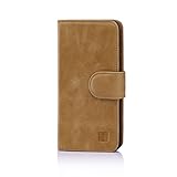 32nd Premium Series - Real Premium Leather Book Wallet Case Cover For Huawei P10 Plus, Real Leather Flip Design With Card Slot, Magnetic Closure and Built In Stand - Tan