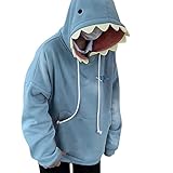 Duohropke Men's Bape Hoodie Jacket Shark Hoodie Hip Hop Streetwear Sweatshirts Shark Head Shark Hoodie Pullover with Hood Sweat Jacket, blue, XXXL