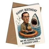 Jaws Movie Birthday Card Reproduction Pre Printed – Funny Caricature with Reproduction Printed Autograph | Movie Memorabilia, Humorous Birthday Gift for Film Fans and Collectors No1980