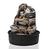 BTGGG Indoor Fountains with Rolling Ball LED Light Indoor Water Features 20.5 * 20.5 * 25CM Desktop Waterfall Fountain for Relaxation, 3 Pin UK Plug Included