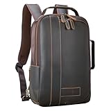 TIDING Mens Business Backpack Leather 15.6" Laptop Bags Anti Theft Expandable Rucksack Vintage Convertible Briefcase Backpacks for Work Office, Brown