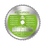 Evolution Power Tools F255TCT-24T (Fury) Multi-Material Blade For Mitre Saws and Table Saws, Cuts Metal, Plastics, Laminates, Wood (Even with Embedded Nails), Carbide Tipped TCT, 255 mm
