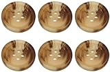 Pack of 6 Light Mixed Brown 23mm Round Faux Horn Sew On Plastic Buttons for Coats Jackets Cardigans Flat 4 Holes 36L