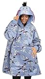 Disney Eeyore Womens Blue Hoodie, Oversized Fleece Blanket Hoody