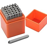 Gueenky 37 Pcs Number and Letter Punch Set, 3mm Metal Stamping Tool Set, A-Z, 0-9, &, Heart Shape, Letter Number and Symbols Stamp Punch for Stamping Metal Wood Plastic Leather