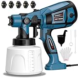 Paint Sprayer, 800W Fence Paint Sprayer with 1400ML Container, Paint Spray Gun with 5 Nozzles and 3 Patterns, HVLP Electric Spray Gun for Fence, Sheds, Cabinet, Walls, Furniture, Ceiling