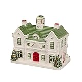 Spode Dolomite Christmas Collectible - Ceramic LED Lighted Miniature Christmas Village Set with Figural Decoration - Indoor Display