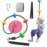 Tree Swing for Kids Backyard Single Disc Rope Climbing Seat for Tree Indoor Outdoor Playground Swing Set Accessories with Thickening Strap-Pink