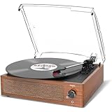 Vinyl Record Player with 2 Built-in Speakers, Bluetooth Receiver, Vintage Turntable Support 3-Speed, 3 Size, Wireless Playback, Headphone, AUX-in, RCA Line LP Vinyl Players Retro Tangerine