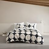 Marimekko - Queen Duvet Cover Set, Organic Cotton Bedding with Matching Shams, Bold & Modern Home Decor, GOTS Certified (Kivet Grey, Queen)