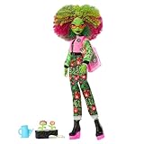Monster High Fearbook Venus McFlytrap Doll and Accessories Set with Unearthed Club Theme including Varsity Jacket, Yearbook, and Gardening Tools