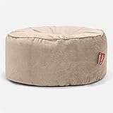 Lounge Pug - VELVET - Large Hassock POUFFE - Footstool - Round - MINK - (Size 30cm H x 65cm Dia)