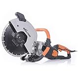 Evolution Power Tools Evolution R300DCT 300 mm Concrete Saw - 2400 W Motor, No Gas, Incl Diamond Masonry Blade, 230V, Domestic Use, Orange, 115 mm Cut