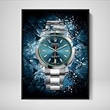 DEVICI Oyster Perpetual Millgauss Blue Mayhem inspired Framed Canvas Art - Wall Decor Framed Motivational Wall Art Wall Art Watches For Men Framed Art Posters & Prints
