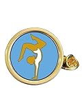 Gymnastics Female Gold Plated Domed Lapel Pin Badge