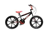 XN BMX 18" 7 Spoke MAG Wheel Freestyle Bike Gyro Stunt Pegs Kids Boys Girls (Black/Red)