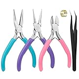 5 PCS Jewellery Pliers Set Jewellery Making Tools Mini Pliers Chain Nose Pliers Round Nose Pliers Diagonal Pliers for DIY Handmade Craft Supplies and Jewelry Repair
