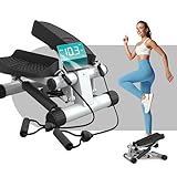 Niceday Mini Stepper Exercise Machine, Steppers with Resistance Bands, Step Machine Exerciser for Home, Up-Down Stepper with LCD Monitor, Space Saving, Non-Slip Pedal, Legs Arms and Full Body Training