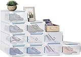 Clear Plastic Shoe Storage Boxes with Lids - Stackable Shoe Organizer Containers for Men/Women - Ventilated, Durable & Space-Saving Shoe Boxes for Closet/Under Bed (10)