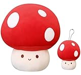 FSRONGXI 2PCS Mushroom Plush, Cute Plushies Stuffed Mushroom Plillow with Keychain, Soft Plushies Gifts for Kids Girls Boys Home Bedroom Bed Decor (Mushroom)