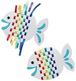 Baker Ross AR516 Rainbow Fish Kits (Pack of 6) -Arts and Crafts Kids Pack Weave Sets for Children, Assorted, 6 Pack