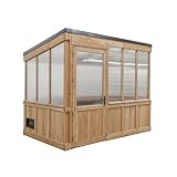 Backyard Discovery Willow 100% Cedar Wood Greenhouse | Polycarbonate Roof & Windows | Temperature-Activated Fan | Hose Hook-Ups | Weather Resistant | Powerport | 2.9m x 1.9m (9ft x 6ft)