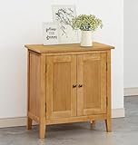 Hallowood Furniture Aston 2-Door Small Cupboard, Wooden Storage Cabinet with Adjustable Shelf, Multipurpose Small Sideboard, Light Oak Cupboard for Kitchen, Living Room or Bedroom