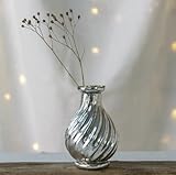 Glass Bud Vase, Silver Swirl Small Flower Stem Vase, Mini Bud Vase, Wedding Flower Vase, Christmas Table Bud Vase, Xmas Table Decoration, Wedding Decoration,