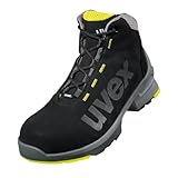 Uvex 1 lace-up boot, safety shoes S2 SRC, work shoes for men & women, black/lime, size 8