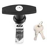 Rear T-Handle Canopy Lock With Keys - Truck Topper Security Handle for Tool Box, Garage Door, Snugtop and Trailer Caravan (Black)