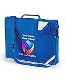 Personalised School Book Bag With Shoulder Strap - Customise with Your School Badge, Logo, or Name - 30 x 37 x 6 cm Royal Blue