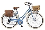 Via Veneto by Canellini Bike City Bike CTB Citybike Vintage Bycicle Aluminium Retro Woman Lady with wooden box bags and bell ring via veneto (50, Blau)