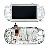 Partsatoz White LCD Display Touch Screen Digitizer Glass Assembly with Bezel Replacement for PlayStation PS Vita PSV 1000 1001 PCH-1001 PCH-1101