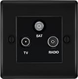 British General NFB67 Nexus Metal Triplex TV/FM/Sat Socket - Black Insert -Matt Black