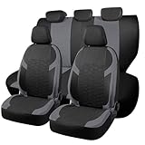 Universal Car Seat Covers Full Set For Toyota Auris Avensis Camry Corolla Highlander Hilux Land Cruiser Prius RAV4 Urban cruiser Verso Yaris，Durable Cloth Seat Protectors (Gray)