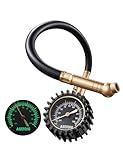 AstroAI Heavy Duty Tyre Pressure Gauge, 100 PSI Certified ANSI B40.1 Accurate with Large 2" Easy Read Glow Dial, Durable Rubber Hose and Solid Brass Construction for Car Truck Motorcycle
