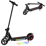 SPORTNOW Electric Scooter for Kids, Foldable E Scooter for Age 6-14 with Dual Brakes, Up to 14 KM/H, Maximum Range 6 KM, 6.8kg Lightweight, Front Suspension, LED Colourful Lights, Black