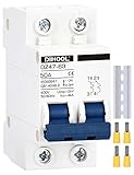 DIHOOL Miniature Circuit Breaker MCB, 2 Pole, 50Amp,230VAC,Type C
