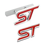 HUAYT® 2 x Alloy ST Grille Logo &ST Boot Emblem, Rear Badge, Boot, Wing, Badge, Car Decorations, Compatible with Fiesta, Focus, Mondeo