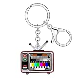 RAIDIN Cute Acrylic Valentines Day Funny Jukebox TV Cassette Tape Heart keychian keyring Charm for Women Car Purse Keys Gifts (Black)
