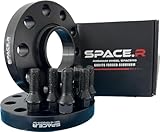 SPACE.R 1 Pair of 10mm Hubcentric Wheel Spacers with M14x1.25 Extended Black Bolts | 5x120 | 72.6 | Compatible with BMW 4 Series F32 (2013-2019 | 5 Series F10 F11 (2010-2017)