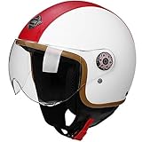 RUYICZB Vintage Motorcycle Half Helmet for Men Women Adults Style Helmet 3/4 Open-Face Leather Racing ATV Chopper Cruiser Vespa Moped Helmets,DOT Certified Helmet,A