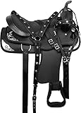 Western Horse Saddle Synthetic Pleasure Trail Barrel Racing Tack Set Black 10" to 18" Seat (18 Inches)