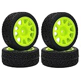 KEEDA 68mm Rubber Tyres and Wheels for 1/10 RC On Road Car 1/16 RC Rally Car HSP 94123 HPI Kyosho Tamiya (Green & Green)